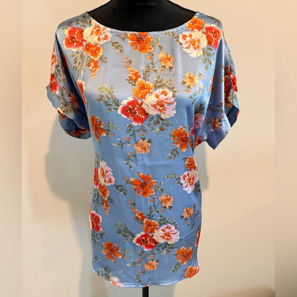 Floral Blue Blouse Large